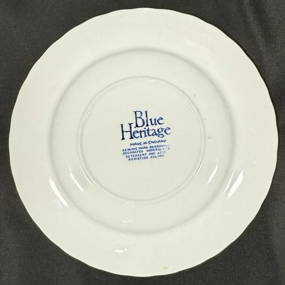 Blue Heritage Blue Onion Saucer & Bowl Set England Blue White Vintage Ironstone
